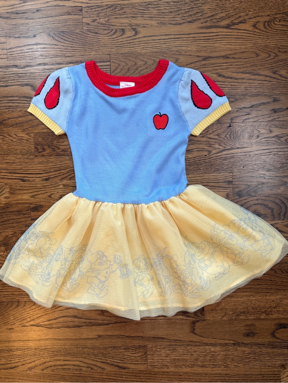 Disney Princess Girls Snow White Blue Yellow Red Princess Apple Tutu Dress 4-5